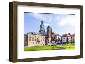 Wawel Castle on Sunny Day with Blue Sky and White Clouds-Jorg Hackemann-Framed Photographic Print