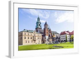 Wawel Castle on Sunny Day with Blue Sky and White Clouds-Jorg Hackemann-Framed Photographic Print