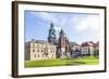 Wawel Castle on Sunny Day with Blue Sky and White Clouds-Jorg Hackemann-Framed Photographic Print