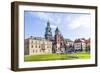 Wawel Castle on Sunny Day with Blue Sky and White Clouds-Jorg Hackemann-Framed Photographic Print