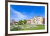 Wawel Castle on Sunny Day with Blue Sky and White Clouds-Jorg Hackemann-Framed Photographic Print