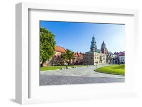 Wawel Castle on Sunny Day with Blue Sky and White Clouds-Jorg Hackemann-Framed Photographic Print