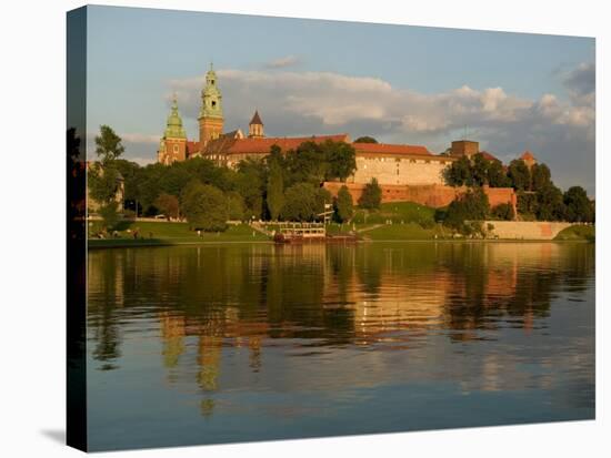 Wawel Hill with Royal Castle and Cathedral, Vistula River, Krakow, Poland-David Barnes-Stretched Canvas