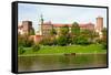 Wawel - Royal Castle over the Vistula River in Krakow (Poland)-majeczka-majeczka-Framed Stretched Canvas