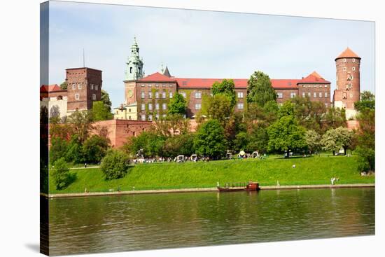 Wawel - Royal Castle over the Vistula River in Krakow (Poland)-majeczka-majeczka-Stretched Canvas