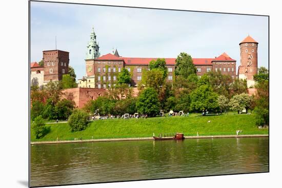 Wawel - Royal Castle over the Vistula River in Krakow (Poland)-majeczka-majeczka-Mounted Photographic Print