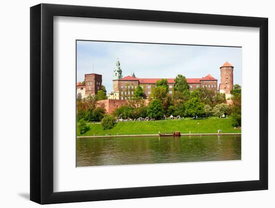 Wawel - Royal Castle over the Vistula River in Krakow (Poland)-majeczka-majeczka-Framed Photographic Print