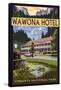 Wawona Hotel - Yosemite National Park - California-Lantern Press-Framed Stretched Canvas