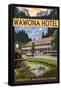 Wawona Hotel - Yosemite National Park - California-Lantern Press-Framed Stretched Canvas