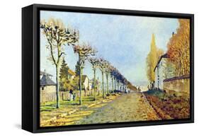 Way of the Machine, at Louveciennes-Alfred Sisley-Framed Stretched Canvas