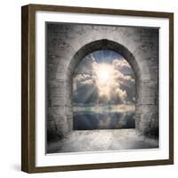 Way To New World. New Life Concept - Light Over Water-Kletr-Framed Art Print