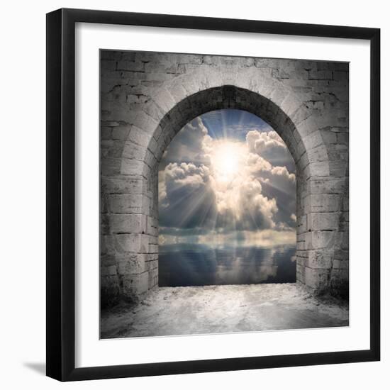 Way To New World. New Life Concept - Light Over Water-Kletr-Framed Art Print