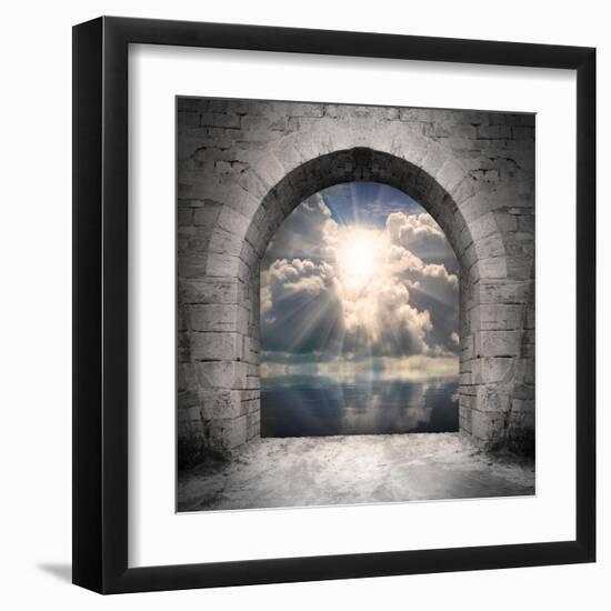 Way To New World. New Life Concept - Light Over Water-Kletr-Framed Art Print