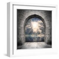 Way To New World. New Life Concept - Light Over Water-Kletr-Framed Art Print