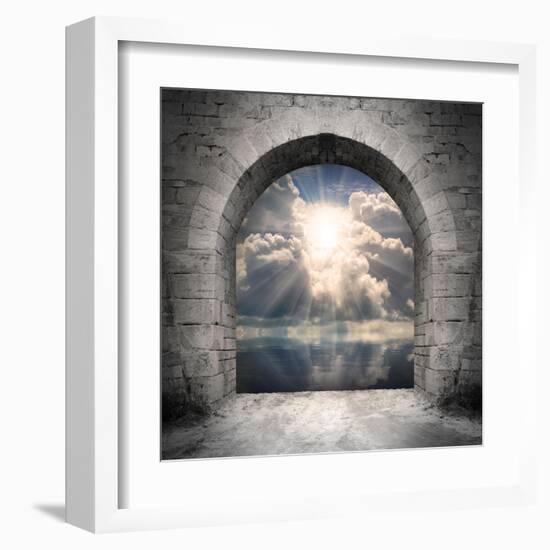 Way To New World. New Life Concept - Light Over Water-Kletr-Framed Art Print