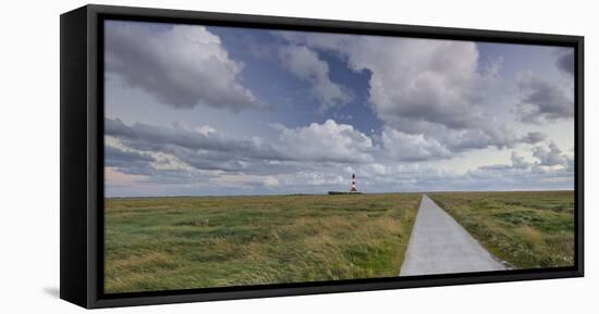Way to the Lighthouse of Westerhever (Municipality), Schleswig-Holstein, Germany-Rainer Mirau-Framed Stretched Canvas