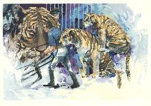 Three Tigers in the Circus-Wayland Moore-Mounted Serigraph