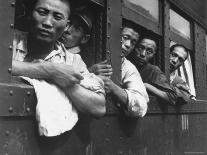 Discharged Japanese Soldiers Take Advantage of Free Transportation After WWII in Hiroshima, Japan-Wayne Miller-Framed Stretched Canvas