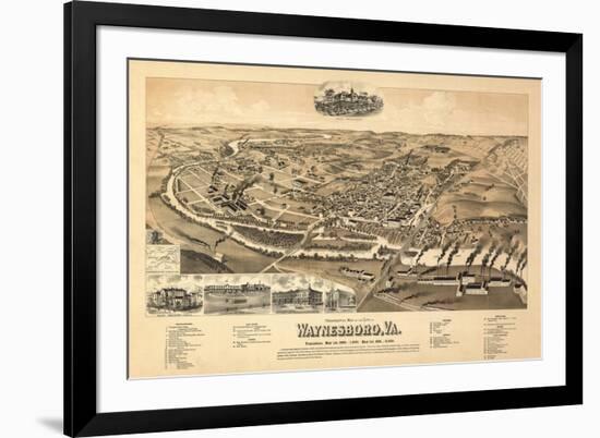 Waynesboro, Virginia - Panoramic Map-Lantern Press-Framed Art Print