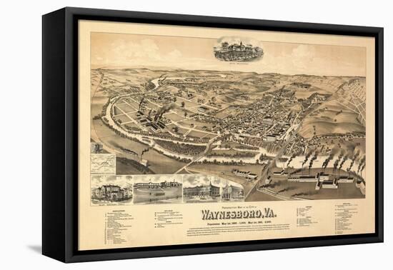 Waynesboro, Virginia - Panoramic Map-Lantern Press-Framed Stretched Canvas