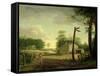 Wayside Inn on Route to Philadelphia-Thomas Birch-Framed Stretched Canvas