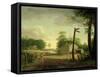 Wayside Inn on Route to Philadelphia-Thomas Birch-Framed Stretched Canvas
