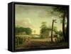 Wayside Inn on Route to Philadelphia-Thomas Birch-Framed Stretched Canvas