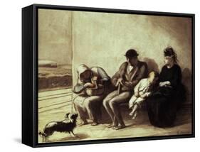 Wayside Railway Station-Honore Daumier-Framed Stretched Canvas