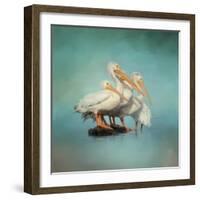 We are Family White Pelicans-Jai Johnson-Framed Giclee Print