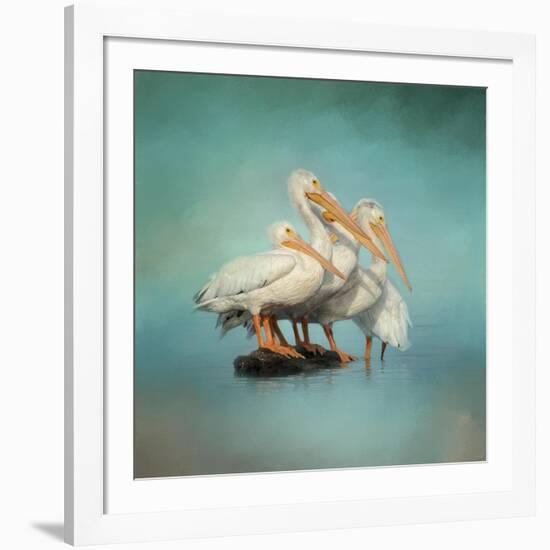 We are Family White Pelicans-Jai Johnson-Framed Giclee Print