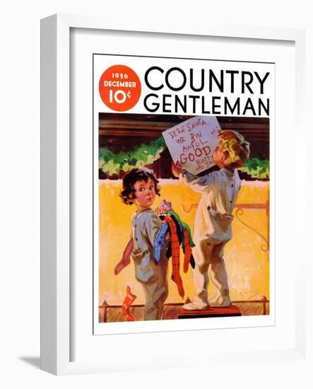 "We Bin Awful Good," Country Gentleman Cover, December 1, 1936-Henry Hintermeister-Framed Giclee Print