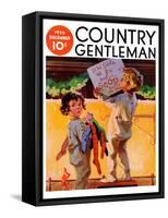 "We Bin Awful Good," Country Gentleman Cover, December 1, 1936-Henry Hintermeister-Framed Stretched Canvas