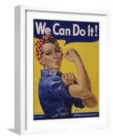 We Can Do It!' World War 2 Poster Boosting Morale of American Women Contributing to the War Effort-null-Framed Art Print