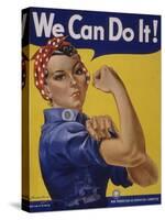 We Can Do It!' World War 2 Poster Boosting Morale of American Women Contributing to the War Effort-null-Stretched Canvas