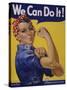 We Can Do It!' World War 2 Poster Boosting Morale of American Women Contributing to the War Effort-null-Stretched Canvas