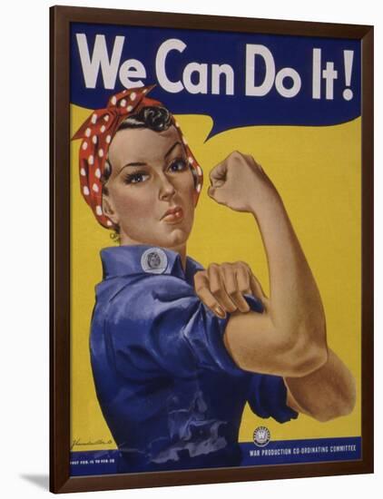 We Can Do It!' World War 2 Poster Boosting Morale of American Women Contributing to the War Effort-null-Framed Art Print