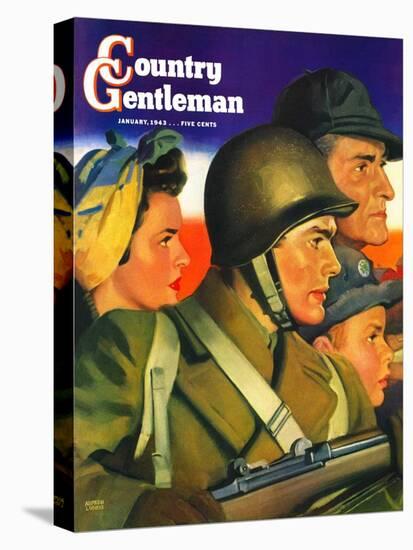 "We're All Important Now," Country Gentleman Cover, January 1, 1943-Andrew Loomis-Stretched Canvas