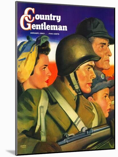 "We're All Important Now," Country Gentleman Cover, January 1, 1943-Andrew Loomis-Mounted Giclee Print