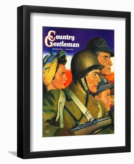 "We're All Important Now," Country Gentleman Cover, January 1, 1943-Andrew Loomis-Framed Giclee Print
