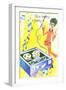 We're Having a Party, Mod with Tape Deck Cartoon-null-Framed Art Print