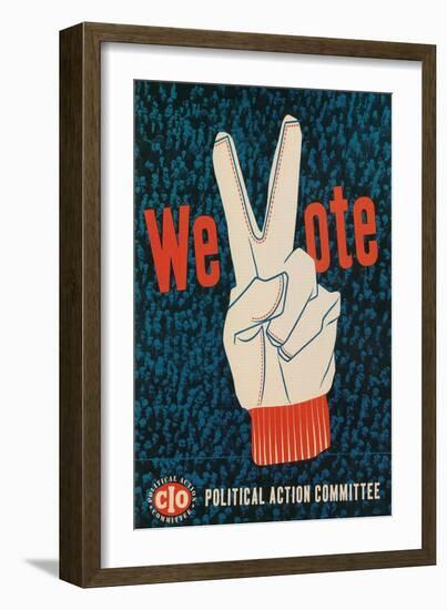 We Vote, Glove with V Sign-null-Framed Art Print