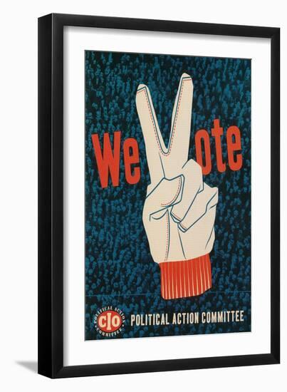 We Vote, Glove with V Sign-null-Framed Art Print