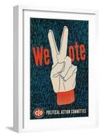 We Vote, Glove with V Sign-null-Framed Art Print