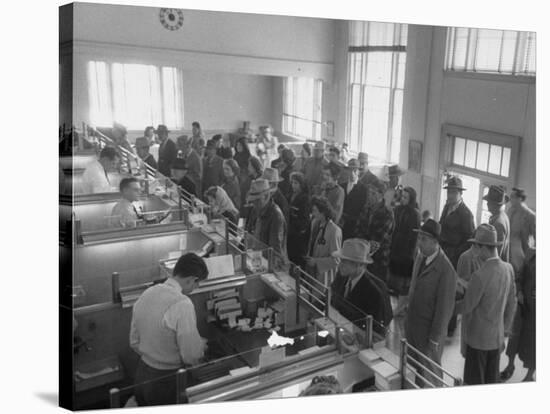 Wealthy Casper Residents Lining Up in the Casper National Bank-Peter Stackpole-Stretched Canvas