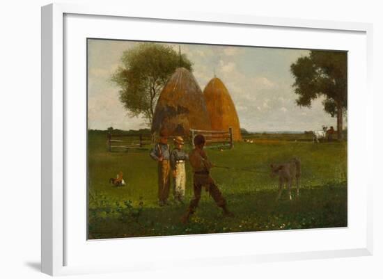 Weaning the Calf, 1875-Winslow Homer-Framed Giclee Print