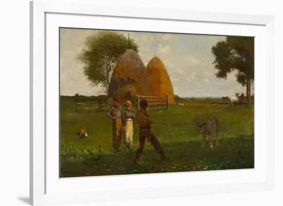 Weaning the Calf, 1875-Winslow Homer-Framed Giclee Print