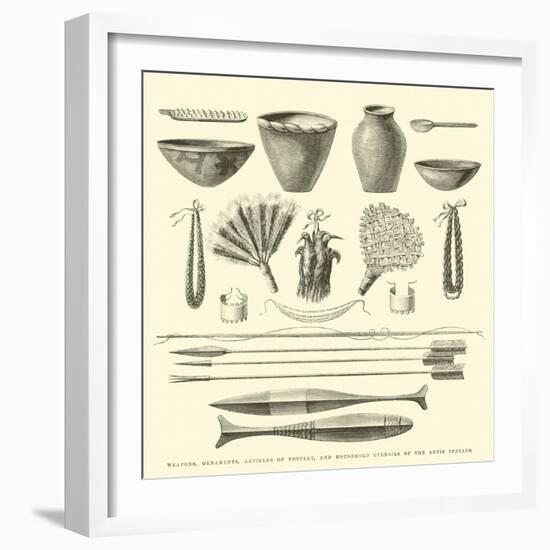 Weapons, Ornaments, Articles of Pottery, and Household Utensils of the Antis Indians-Édouard Riou-Framed Giclee Print