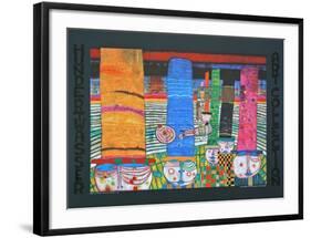 WEARING HATS - CHAPEAUX QUI PORTENT , 1982-Friedensreich Hundertwasser-Framed Art Print