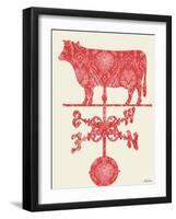 Weather Vane Cow-Tina Carlson-Framed Art Print