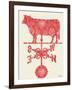 Weather Vane Cow-Tina Carlson-Framed Art Print